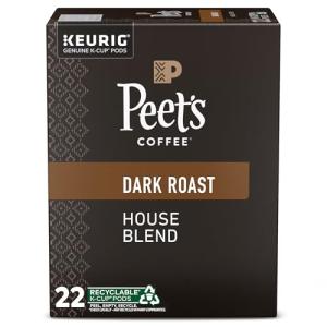 Peet's Coffee, Dark Roast Keurig K-Cup Pods - House Blend 88 Count (4 Boxes of 22 K-Cup Pods)