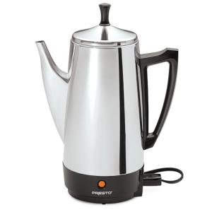 Presto 02811 Stainless Steel Electric Coffee Percolator - 12-Cups, Easy-Pour Spout, Stay-Cool Handle, Make 2-12 Cups