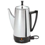 Presto 02811 Stainless Steel Electric Coffee Percolator - 12-Cups, Easy-Pour Spout, Stay-Cool Handle, Make 2-12 Cups