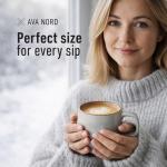 Ava Nord Ceramic Coffee Mugs Set of 4, 12 oz Stoneware Coffee Cups with Comfortable Handle for Latte, Tea, Cappuccino, Cocoa -Microwave and Dishwasher Safe - Modern Unique Aesthetic - Reactive Glaze