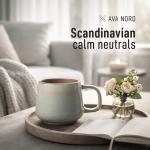 Ava Nord Ceramic Coffee Mugs Set of 4, 12 oz Stoneware Coffee Cups with Comfortable Handle for Latte, Tea, Cappuccino, Cocoa -Microwave and Dishwasher Safe - Modern Unique Aesthetic - Reactive Glaze