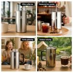 TOMAKEIT 1L/34 Oz French Press Coffee Maker,304 Stainless Steel Coffee Press,Durable & Easy Clean,Leak-Proof Design,Prensa Francesa Para Cafe for Home,Office,Camping (Silver-Upgrade)
