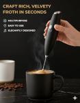 Bean Envy Milk Frother Handheld for Coffee - Electric Hand Blender, Mini Drink Mixer Whisk & Coffee Foamer Wand with Stand for Lattes, Cappuccino, Matcha and Hot Chocolate - Kitchen Gifts - Black