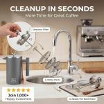 Barista Warrior French Press with Thermometer - Insulated Coffee Press - Stainless Steel French Press Coffee Maker (1.0L, 34 fl oz, Gray)