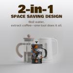 STOKE VOLTAICS Electric French Press Coffee Maker, 120V Boil Water & Press Coffee 2-in-1, Portable Design for Camping, Travel, 6 Minute Brew Ready