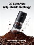 LAMIDO Portable Electric Burr Coffee Grinder - Grind While Charging - Visual Bean Hopper - 38 External Grind Settings - 1.8X Faster Grinding - 2000 mAh Battery for Travel, Camping - Matte Black