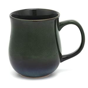20 Oz Large Ceramic Coffee Mugs, 600ml Big Handle Handmade Pottery Tea Cup for Office and Home, Easy to Hold, Microwave and Dishwasher Safe, Hot Cold Drinking, Stylish Texture Glaze (Ink Green)