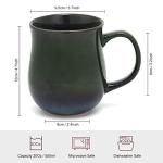 20 Oz Large Ceramic Coffee Mugs, 600ml Big Handle Handmade Pottery Tea Cup for Office and Home, Easy to Hold, Microwave and Dishwasher Safe, Hot Cold Drinking, Stylish Texture Glaze (Ink Green)