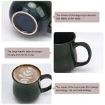 20 Oz Large Ceramic Coffee Mugs, 600ml Big Handle Handmade Pottery Tea Cup for Office and Home, Easy to Hold, Microwave and Dishwasher Safe, Hot Cold Drinking, Stylish Texture Glaze (Ink Green)