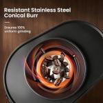 HSXJDAKI Coffee Grinder, Electric Burr Coffee Grinder with Conical Burr, Coffee Bean Grinder Electric with 38 Grind Settings for Espresso & French Press, Black