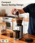 IAGREEA Conical Burr Coffee Grinder for Espresso, 48 Adjustable Precise Timed Grind Settings Electric Coffee Bean Grinder, Anti-Static Stainless Steel One Touch Grinder with Portafilter Holder