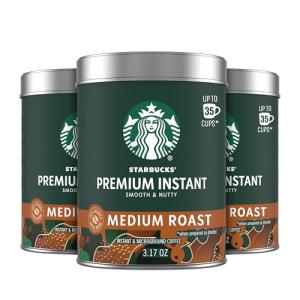 Starbucks Premium Instant Coffee, Medium Roast, 100% Arabica Beans, 3 Pack (3.17 Oz Each)