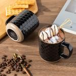 GBhome Large Coffee Mugs Set of 4, 16oz Handmade Stoneware Coffee Mugs Set with Large Handle for Cappuccino/Latte/Tea/Hot Cocoa, Dishwasher & Microwave Safe, Black