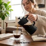 OVENTE French Press Coffee Maker 34 Ounce with Heat Resistant Borosilicate Glass & Stainless Steel 4-Level Filtration System, Portable Cold Brew Coffee Maker for Travel, Camping or Gift, Black FPW34B