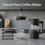 OVENTE French Press Coffee Maker 34 Ounce with Heat Resistant Borosilicate Glass & Stainless Steel 4-Level Filtration System, Portable Cold Brew Coffee Maker for Travel, Camping or Gift, Black FPW34B