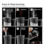 OVENTE French Press Coffee Maker 34 Ounce with Heat Resistant Borosilicate Glass & Stainless Steel 4-Level Filtration System, Portable Cold Brew Coffee Maker for Travel, Camping or Gift, Black FPW34B