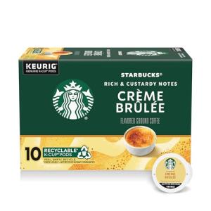 Starbucks K-Cup Coffee Pods, Crème Brûlée Flavored Coffee, Naturally Flavored, 100% Arabica, 1 box (10 pods)
