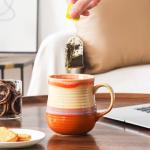 HYTYSKAR 21 oz Large Ceramic Coffee Mugs, Pottery Mug Handmade, Ceramic Tea Cups with Handle for Office and Home, Dishwasher and Microwave Safe (Orange)