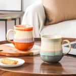 HYTYSKAR 21 oz Large Ceramic Coffee Mugs, Pottery Mug Handmade, Ceramic Tea Cups with Handle for Office and Home, Dishwasher and Microwave Safe (Orange)