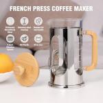 Sivaphe No-Plastic French Press Coffee Maker 34 oz, Borosilicate Glass Bamboo Lid and Handle Coffee Tea Press 8 cup, 1000ml Coffee Milk Forther with Stainless Steel Holder and Resuable Filters