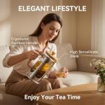 Sivaphe No-Plastic French Press Coffee Maker 34 oz, Borosilicate Glass Bamboo Lid and Handle Coffee Tea Press 8 cup, 1000ml Coffee Milk Forther with Stainless Steel Holder and Resuable Filters