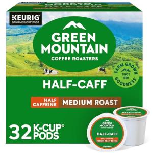 Green Mountain Coffee Roasters Half Caff, Single-Serve Keurig K-Cup Pods, Medium Roast Coffee Pods, 32 Count