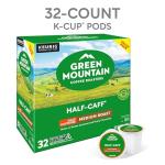 Green Mountain Coffee Roasters Half Caff, Single-Serve Keurig K-Cup Pods, Medium Roast Coffee Pods, 32 Count
