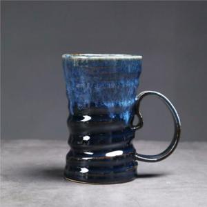 17oz Large Unique Cool Tall Handmade Ceramic Coffee Mug with Comfortable Big handle, Big Pottery Tea Mug, Artisanal Stoneware Coffee cup, Rustic Lead-free Tea Cups, Microwave safe Coffee Cup