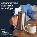 ESPRO P7 Brushed Stainless Steel French Press 304 – Patented Double Walled Micro-Filter Insulated French Press Coffee Maker, Grit-Free Brew - Heat Resistant BPA Free (18oz)