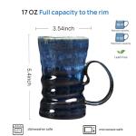 17oz Large Unique Cool Tall Handmade Ceramic Coffee Mug with Comfortable Big handle, Big Pottery Tea Mug, Artisanal Stoneware Coffee cup, Rustic Lead-free Tea Cups, Microwave safe Coffee Cup