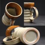17oz Large Unique Cool Tall Handmade Ceramic Coffee Mug with Comfortable Big handle, Big Pottery Tea Mug, Artisanal Stoneware Coffee cup, Rustic Lead-free Tea Cups, Microwave safe Coffee Cup