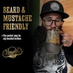 THE VINTAGE GROOMING CO. Right Handed Defender Mustache Guard Mug | Keep Your Mustache Dry When Drinking | Handmade 16 oz Capacity