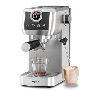 wirsh Espresso Machine,20 Bar Espresso Maker with Commercial Steamer for Latte and Cappuccino, Expresso Coffee Machine with 42 oz Removable Water Tank,Stainless Steel (Home Barista)
