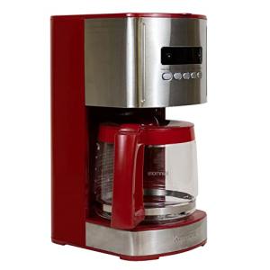 Kenmore Drip Coffee Maker - Programmable Cafe Machine With Glass Pot, Regular & Bold Brew, Auto Shut Off Large Water Reservoir, Reusable Filter, Kitchen Appliances For Cafeteria Barista, 12 Cup Red