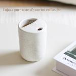 Handmade Ceramic Travel Coffee To Go Tumbler with Half Lid, 17oz Unique Tea Coffee Cup with Sip-top Lid, Speckle White