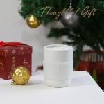Handmade Ceramic Travel Coffee To Go Tumbler with Half Lid, 17oz Unique Tea Coffee Cup with Sip-top Lid, Speckle White