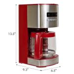 Kenmore Drip Coffee Maker - Programmable Cafe Machine With Glass Pot, Regular & Bold Brew, Auto Shut Off Large Water Reservoir, Reusable Filter, Kitchen Appliances For Cafeteria Barista, 12 Cup Red