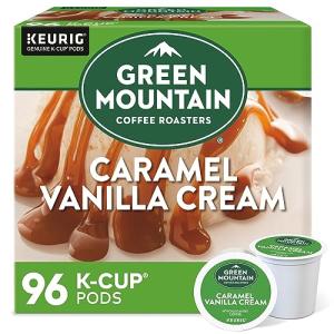 Green Mountain Coffee Roasters Caramel Vanilla Cream Coffee, Keurig Single-Serve K-Cup pods, Light Roast, 96 Count