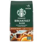 Starbucks Ground Coffee, Medium Roast Coffee, Breakfast Blend, 100% Arabica, 1 bag (18 oz)