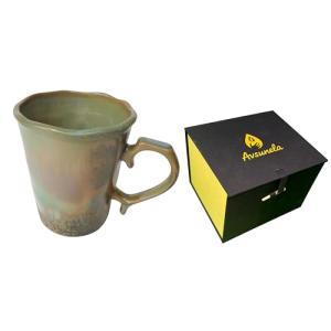 Avsunela Handmade Ceramic Coffee Mug 15 oz Olive Green, Gift Box Included, Microwave & Dishwasher Safe, For Women & Coffee Lovers, Decorative Display Piece, One-of-a-Kind