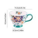 Autumn Handmade Large Ceramic Coffee Mug (15oz) Cute Cereal Vintage Flower Mugs Cozy Fall Gift Cup for Breakfast Oatmeal Tea & Hot Drinks with Floral Design