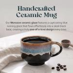 NOVA CERAMICS Large Coffee Mug - Ceramic Coffee Mug - Coffee Cups with Handle - 16 oz Coffee Mugs - Microwave & Dishwasher Safe - Gifts For Women Men Him Her - 16oz - Monsoon