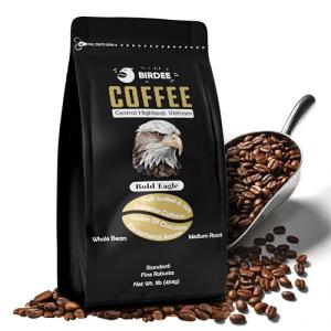 Birdee Robusta Coffee Beans - 12 oz, Medium Roast, Intense Bold Flavor, Hand Picked, Whole Bean for Fresh Grind, Vietnam Origin, Ideal for Espresso & Phin Filter, Meets Fine Robusta Standard