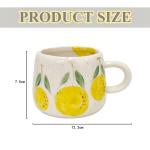 UPSYTIO Coffee Mug 12oz Summer Cute Ceramic Cup with Handpainted Fruit Pattern, Lemon Tea Cup Gift for Coffee Lover, Birthday Gift for Latte Milk