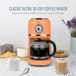 Nostalgia Classic Retro 10 Cup Coffee Maker - One-Touch Drip Brew, Reusable Filter - Anti-Drip, Auto Shutoff, & Time Display - Dishwasher Safe 50 oz Carafe - Orange