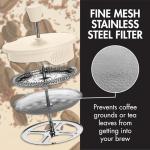 Primula French Press Coffee Maker, Heat Resistant Borosilicate Glass with Stainless Steel Filters, 8 Cup, 34 oz, Cream