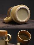 15oz Retro Japanese style Handmade Ceramic Coffee Mug - Unique Vintage Pottery tea cup, Lead-free Artisanal stoneware ceramic tea mug, Dishwasher & Microwave Safe Coffee cup for office and home