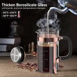 QUQIYSO French Press Coffee Maker 34oz 304 Stainless Steel with 4 Filter, Heat Resistant Durable, Easy to Clean, Borosilicate Glass Press, 100% BPA Free Teapot (Copper)