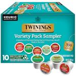 Twinings K-Cup Pods Variety Pack, Includes English Breakfast, Earl Grey, Chai, Green, and Peppermint for Keurig and Single Cup Brewers, 10 Count (Pack of 1), Enjoy Hot or Iced