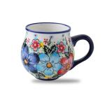 12 oz Ceramic Cup Hand-Painted Handmade Unique Floral Coffee Mug Artisan Coffee Cup Porcelain Mug for Tea Coffee Milk Microwave Dishwasher Safe, Polish Pottery 1 pc, Premium Elegant Gift
